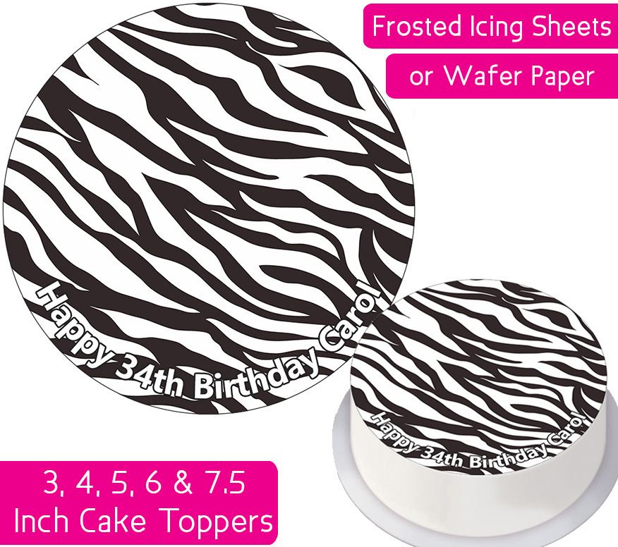 Zebra Print Personalised Cake Topper