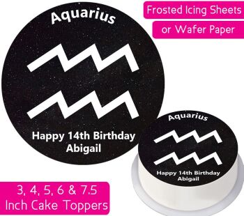 Zodiac Aquarius Personalised Cake Topper