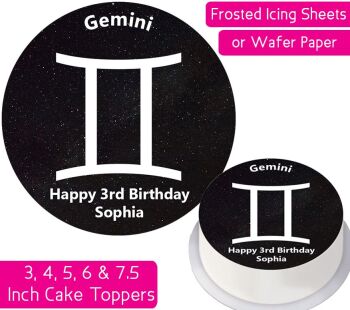 Zodiac Gemini Personalised Cake Topper