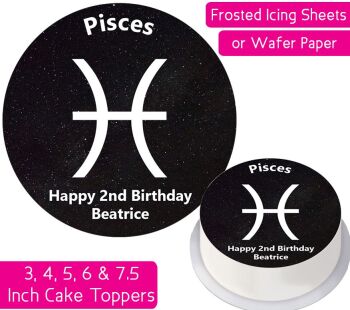 Zodiac Pisces Personalised Cake Topper