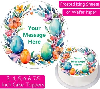 Easter Egg Wreath Personalised Cake Topper