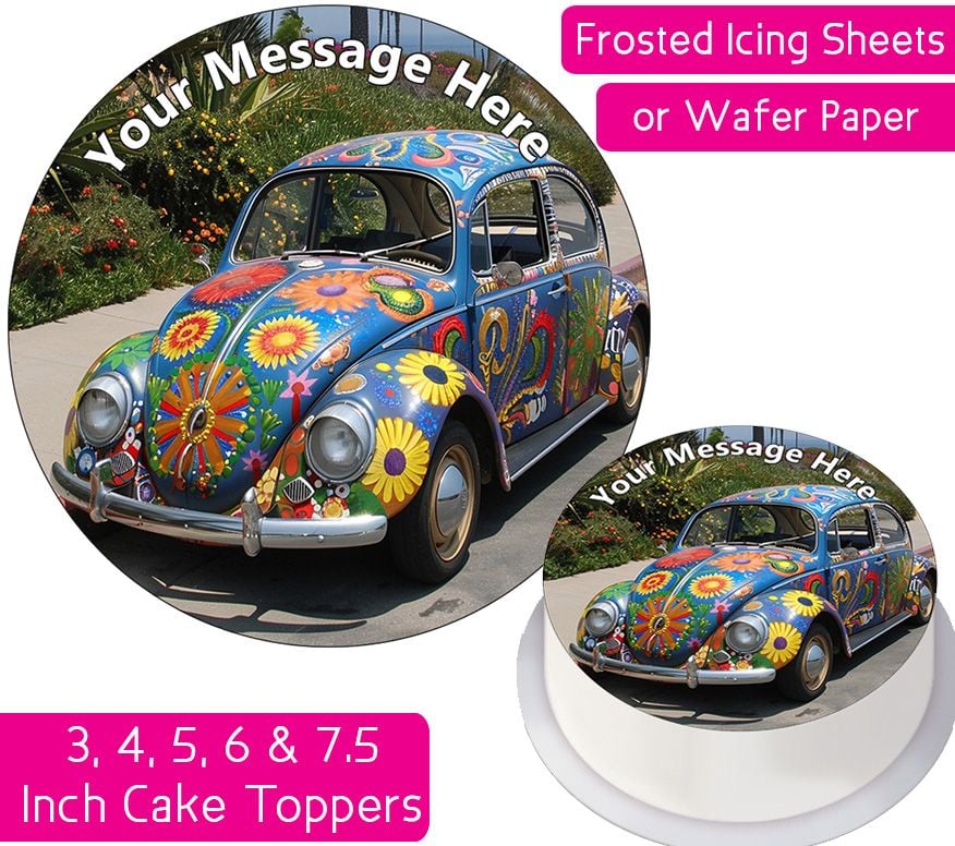 Beetle Hippy Car Personalised Cake Topper