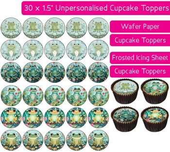 Frog Flowers - 30 Cupcake Toppers