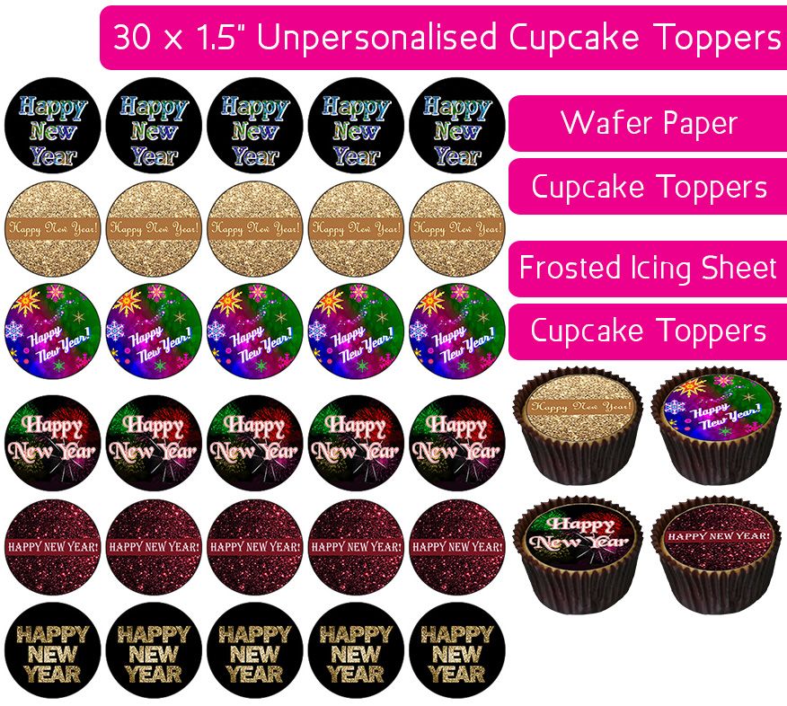 Happy New Year - 30 Cupcake Toppers