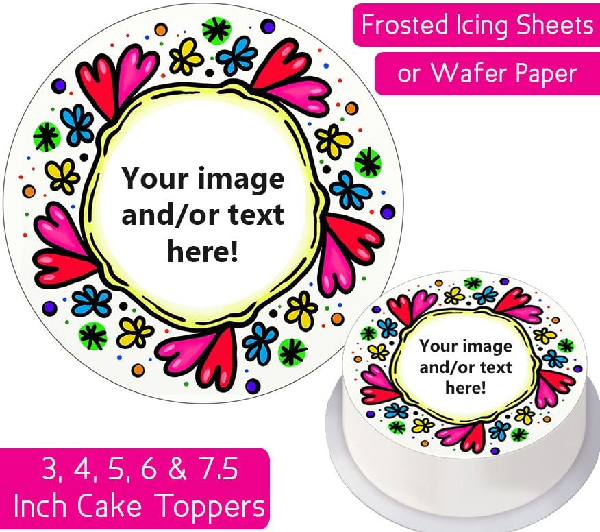 Your Own Personalised Photo - Heart Frame - Round Cake Topper