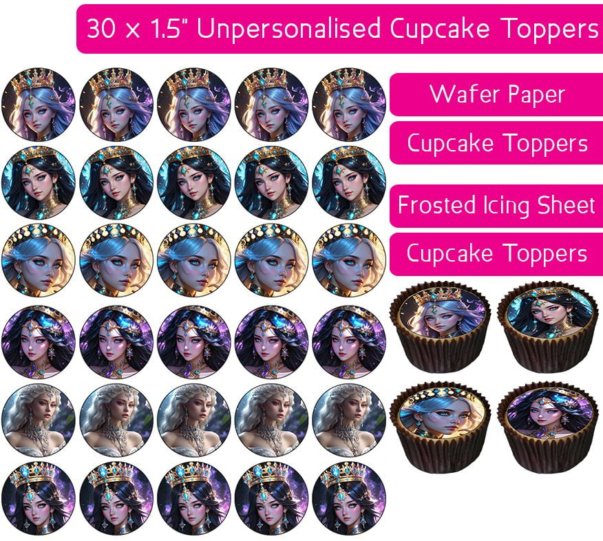 Fantasy Queen - 30 Cupcake Toppers