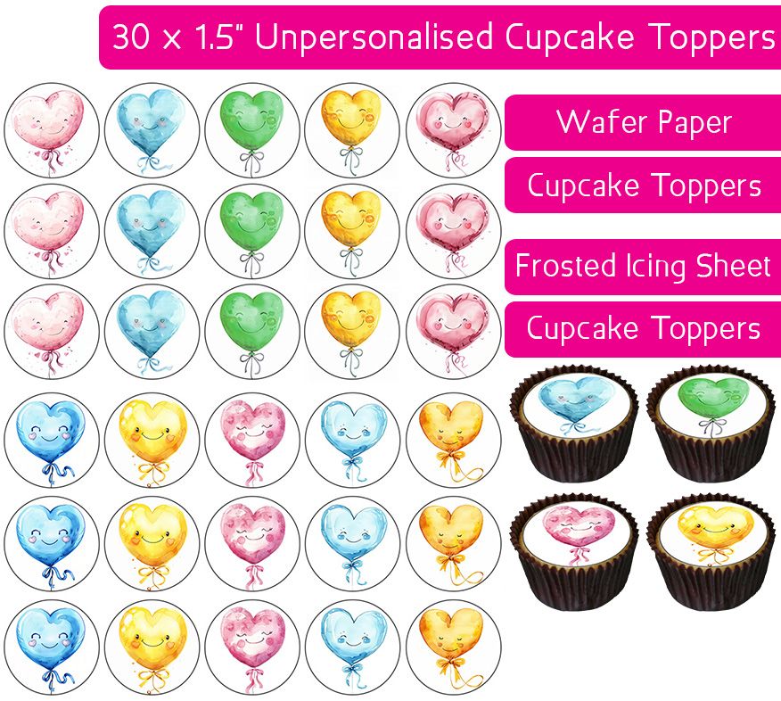 Balloons - 30 Cupcake Toppers