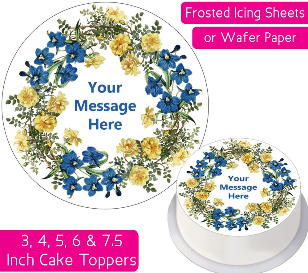 Spring Flowers Wreath Personalised Cake Topper