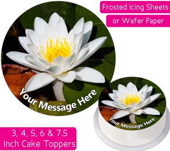 White Lotus Flower Personalised Cake Topper