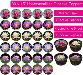 Lotus Flowers - 30 Cupcake Toppers