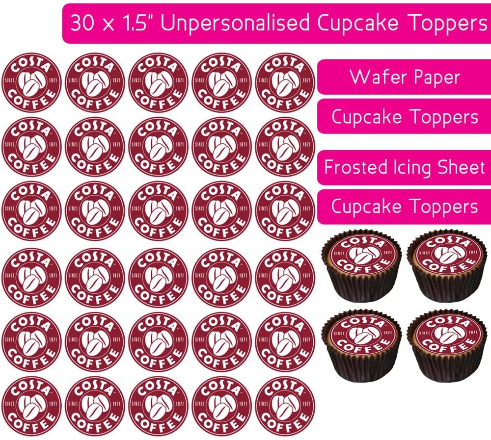 Costa Coffee Logo - 30 Cupcake Toppers