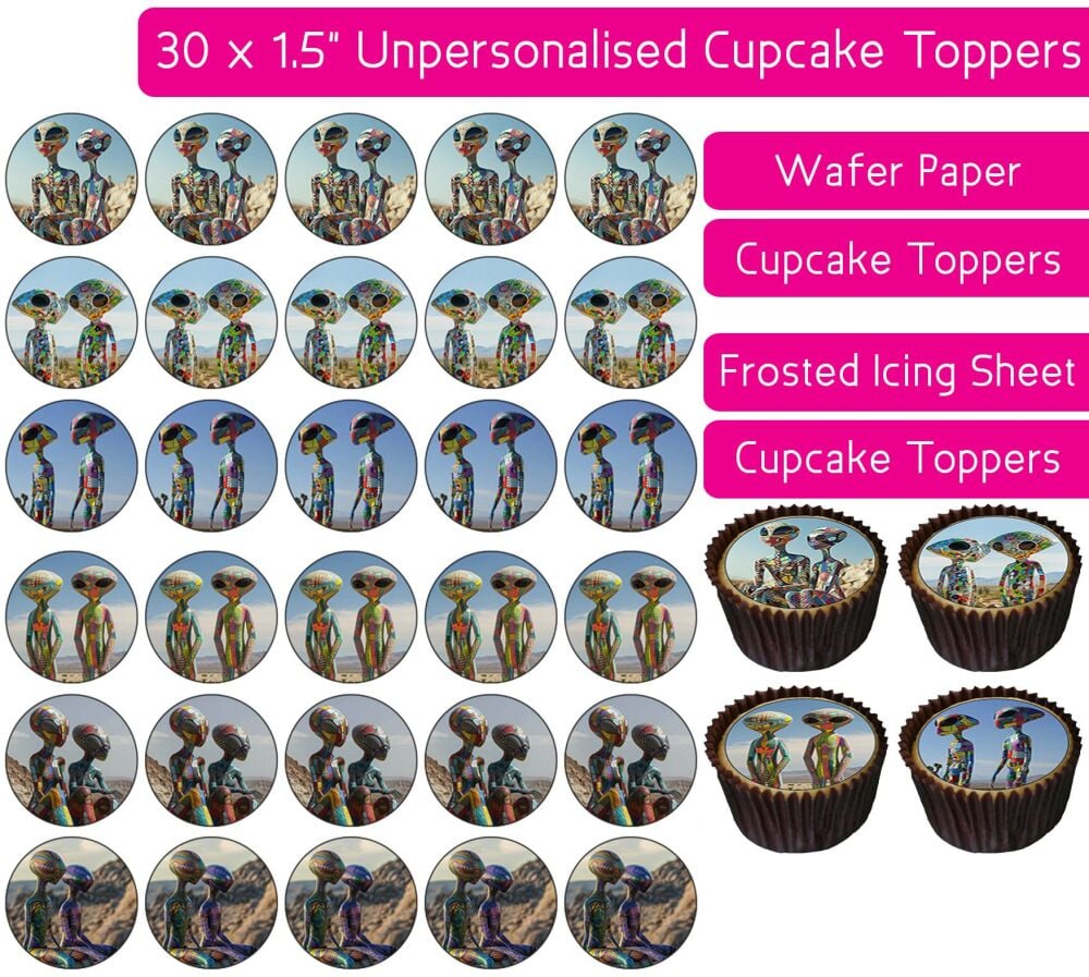 Desert Aliens - 30 Cupcake Toppers