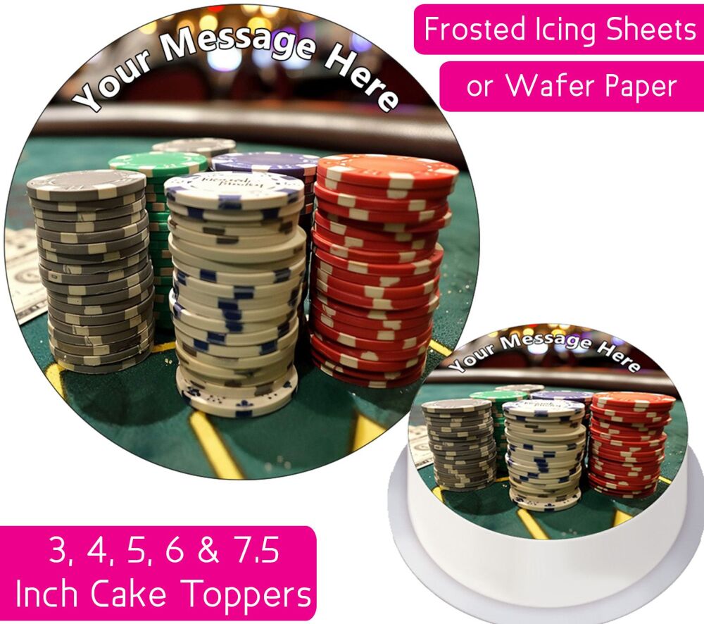 Poker Chips Personalised Cake Topper