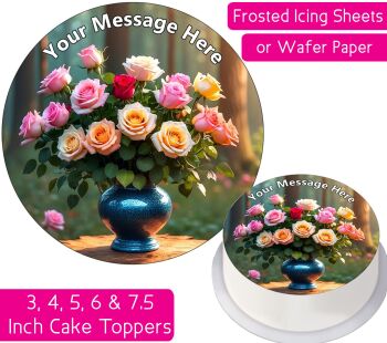 Forest Vase Flowers Personalised Cake Topper