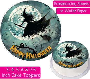 Halloween Full Moon Witch Personalised Cake Topper
