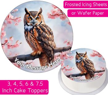 Cherry Blossom Owl Personalised Cake Topper