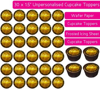 Gold Disco Dancing Ball - 30 Cupcake Toppers