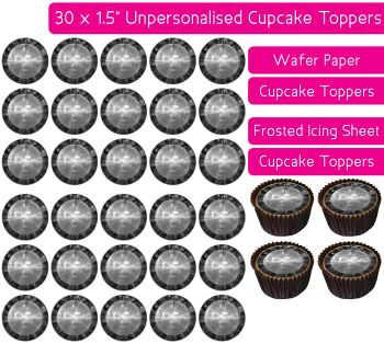 Silver Disco Dancing Ball - 30 Cupcake Toppers