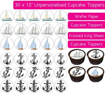 Anchor Boat - 30 Cupcake Toppers