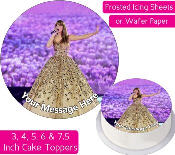 Taylor Swift Gold Dress Personalised Cake Topper