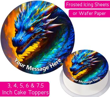 Dragon Blue Personalised Cake Topper