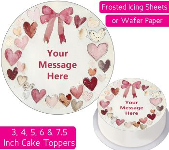 Heart Ribbon Wreath Personalised Cake Topper