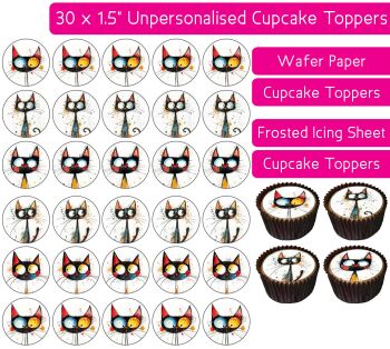 Cats Artistic - 30 Cupcake Toppers