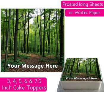 Woodland Forest Trees Square Personalised Cake Topper