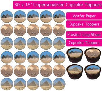 Egyptian Pyramids - 30 Cupcake Toppers