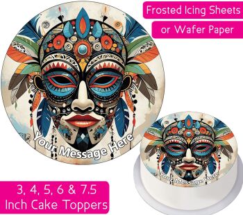 Tribal Mask Personalised Cake Topper