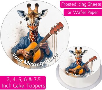 Guitar Giraffe Personalised Cake Topper