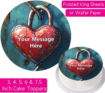Fence Heart Lock Personalised Cake Topper