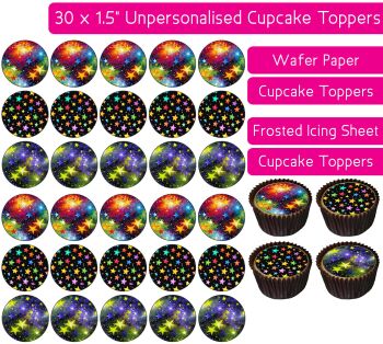 Rainbow Stars - 30 Cupcake Toppers