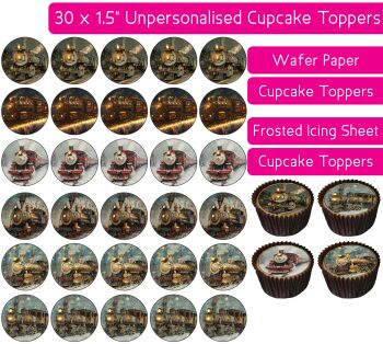 Snow Train - 30 Cupcake Toppers