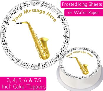 Saxophone Instrument Personalised Cake Topper