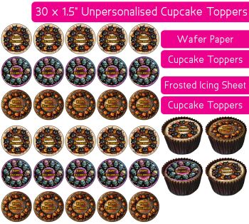 Halloween Wreath - 30 Cupcake Toppers