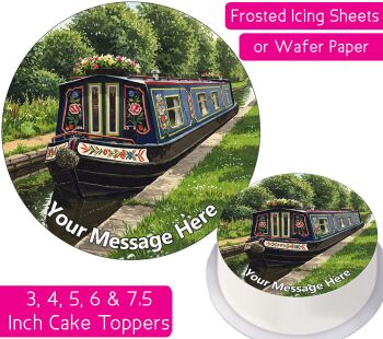 Narrow Canal Boat Personalised Cake Topper