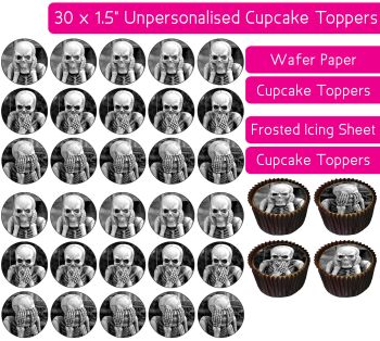 See Hear Speak No Evil Skeletons - 30 Cupcake Toppers