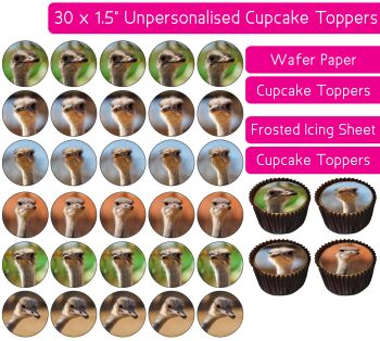 Ostrich Heads - 30 Cupcake Toppers