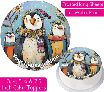 Winter Penguins Personalised Cake Topper