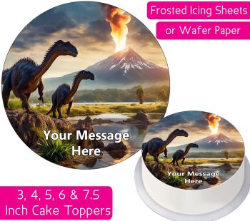 Dinosaur Volcano Personalised Cake Topper