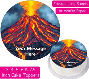 Volcano Eruption Cartoon Personalised Cake Topper