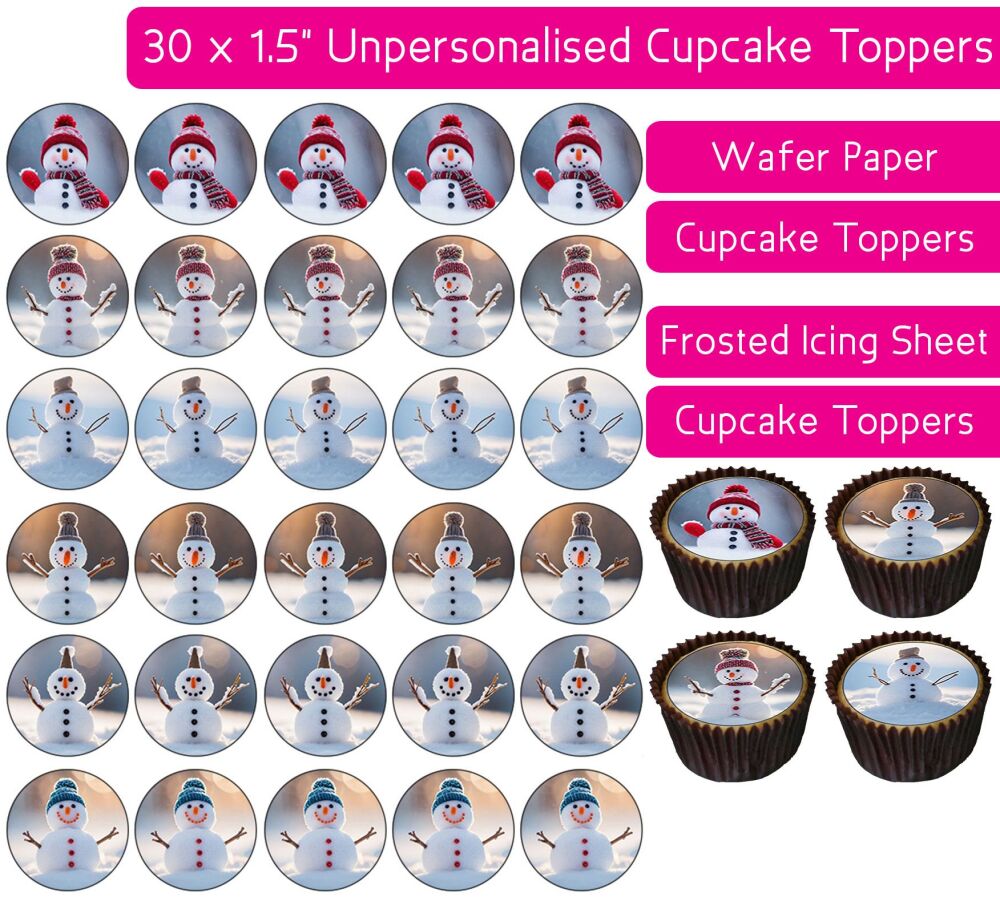 Little Snowman - 30 Cupcake Toppers
