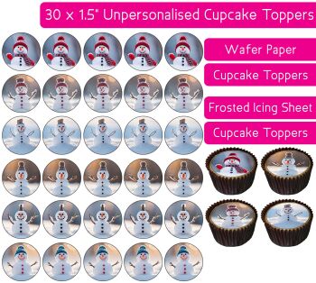 Little Snowman  - 30 Cupcake Toppers