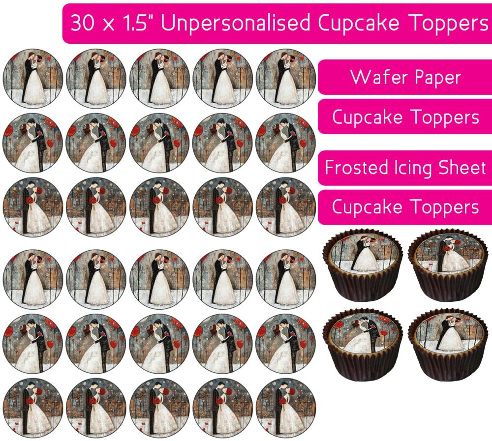 Wedding Couple - 30 Cupcake Toppers