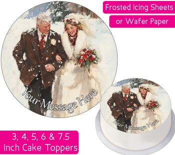 Winter Wedding Couple Personalised Cake Topper