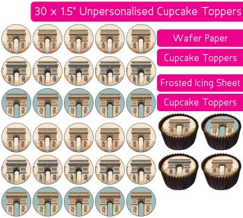 Paris Arc de Triomphe - 30 Cupcake Toppers