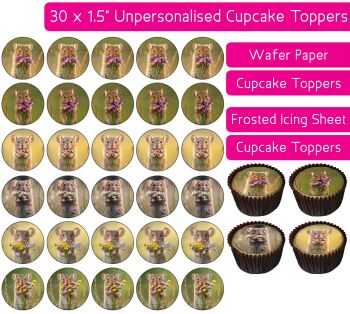 Mouse Flowers - 30 Cupcake Toppers