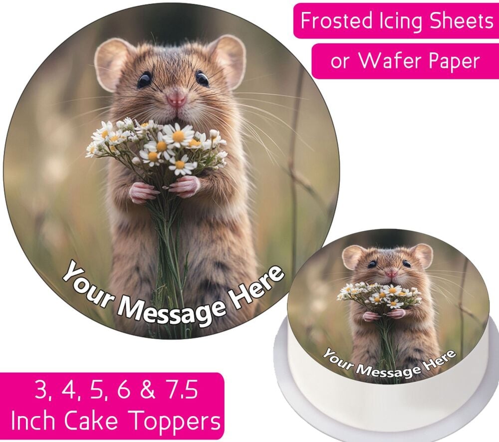 Mouse Flowers Personalised Cake Topper
