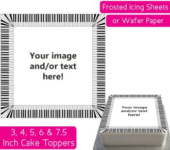 Your Own Personalised Photo - Piano Keys Frame - Square Cake Topper